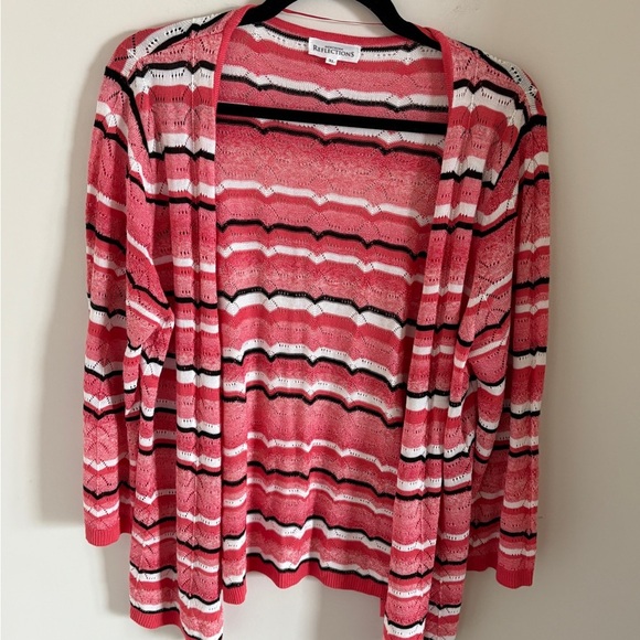 Northern Reflections Women’s Pink and Black Striped Cardigan Sweater Size XL - Picture 1 of 6
